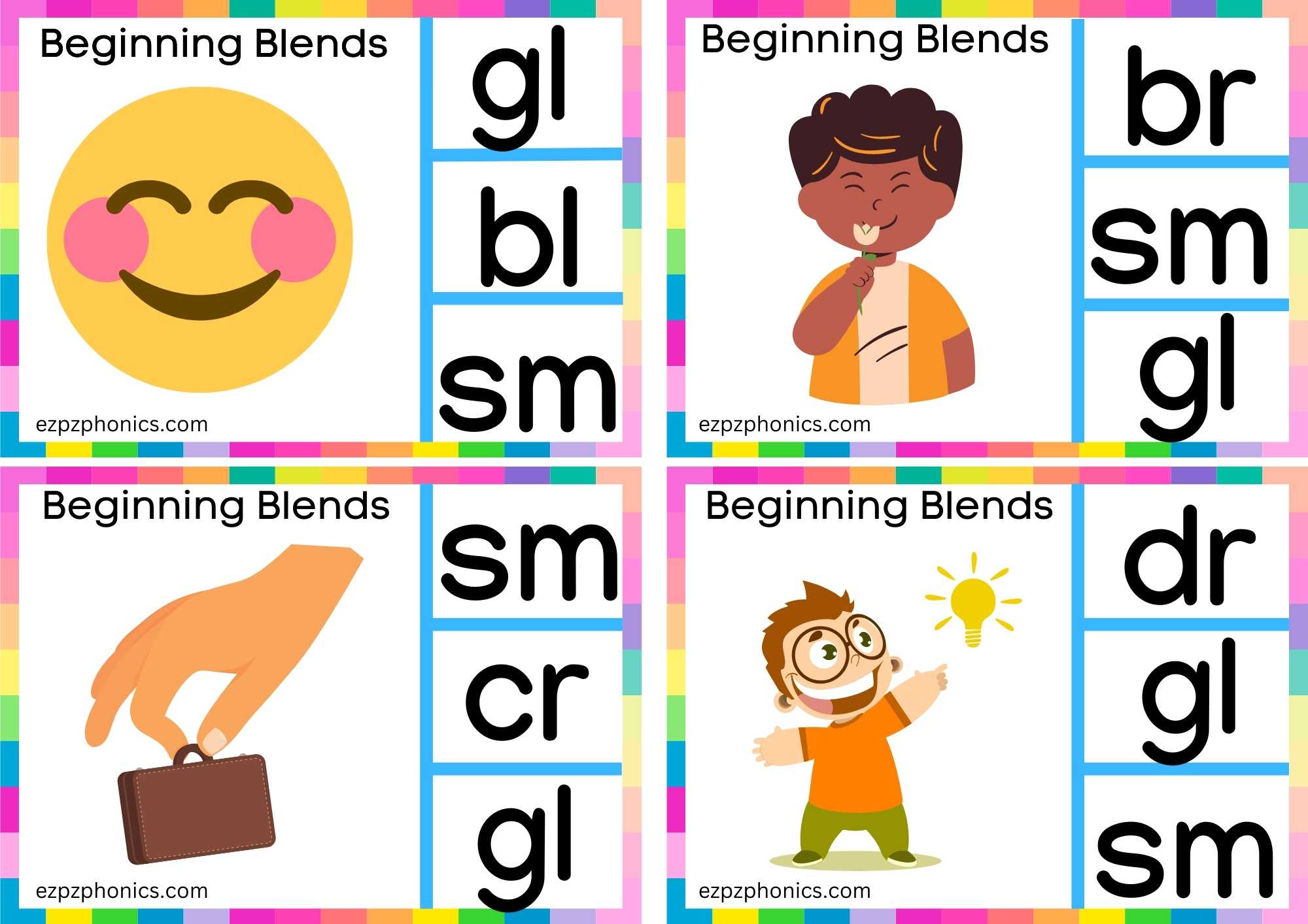 SM Beginning Blends Clip Cards Look At The Images And Clip The Correct Letters Set 1